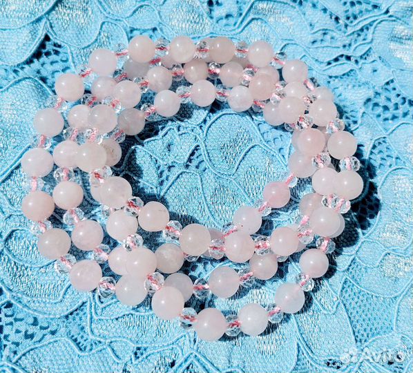 Бусы из розового кварца