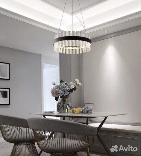 Светильник подвесной 6005 черный D400/H1200/LED