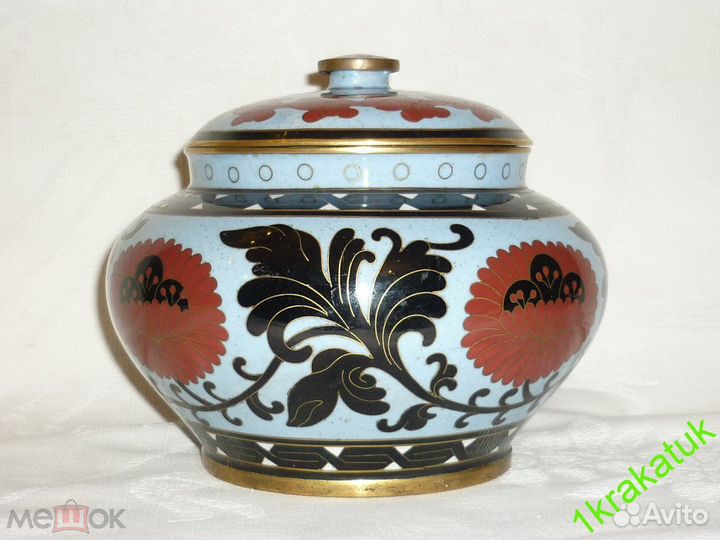 Ваза перегородчатая эмаль, клуазоне. китай