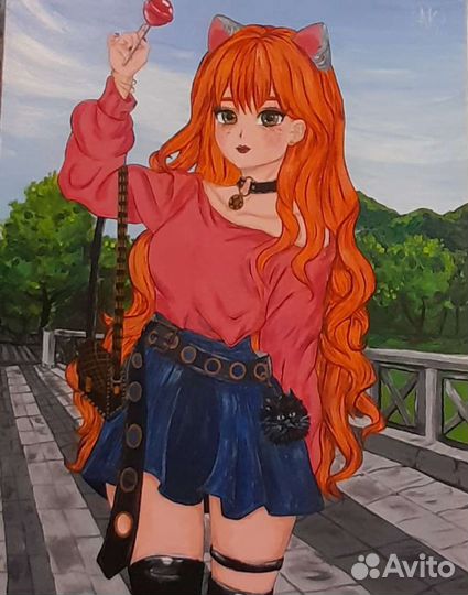 Картина с девушкой аниме