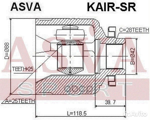 ШРУС внутренний перед прав kairsr asva