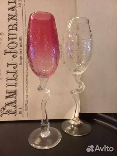 Бокалы для шампанского 4 штуки ручная работа