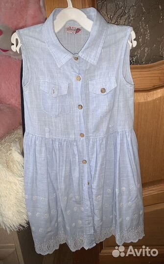 Сарафан летний для девочки голубой