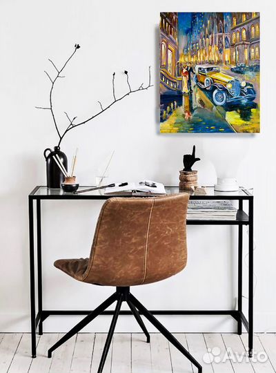 Картина маслом на холсте городской пейзаж Пара