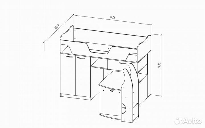 Комплект детской мебели. Кровать-транформер, платя