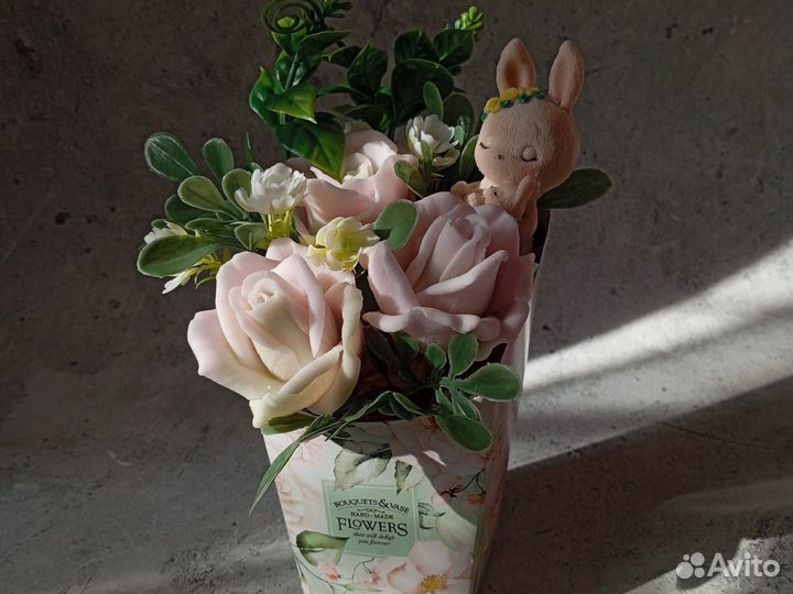 Цветочная композиция из сувенирного мыла