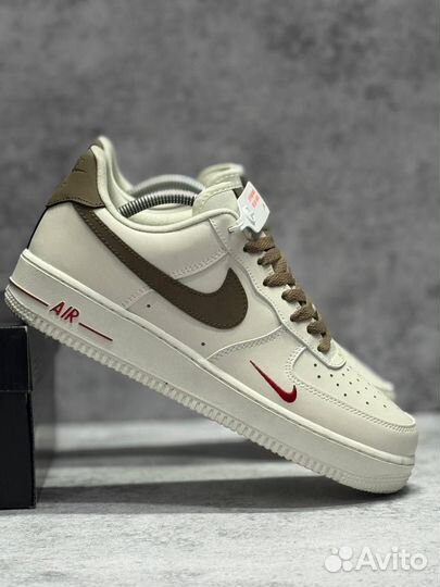 Кроссовки Nike Air Force 1 White Brown (Арт.87223)