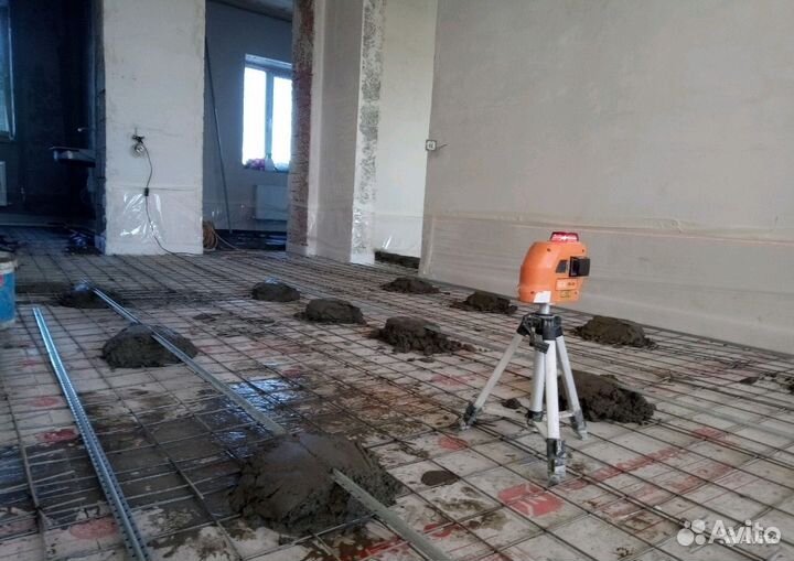 Цементная стяжка по маякам.Сухая стяжка кнауф