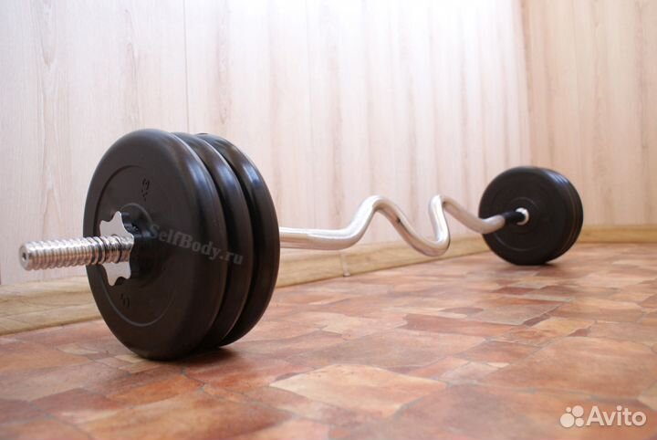 Штанга 36.2 кг (изогнутый гриф + блины 6x5 кг)
