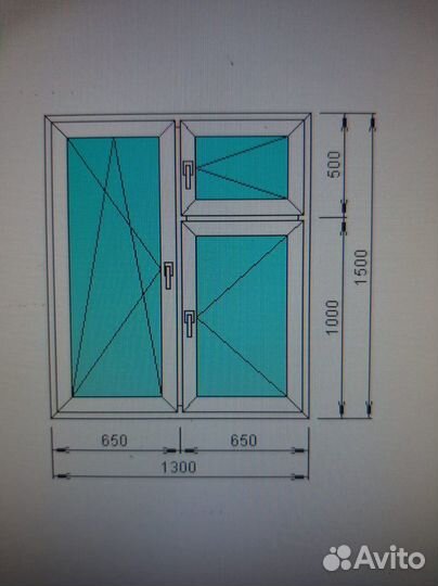 Пластиковое окно 1300*1500 с форточкой