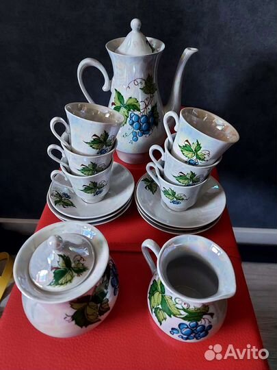 Кофейный сервиз новый, 2 чайных пары