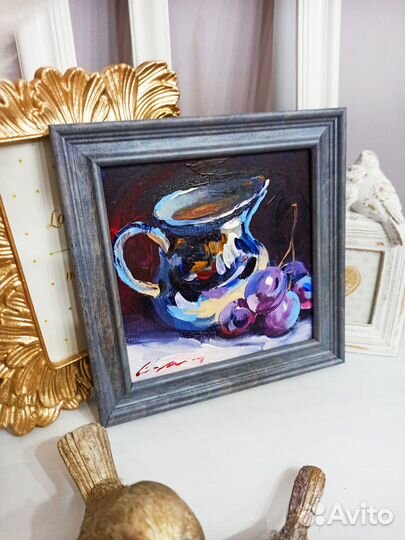 Картина натюрморт с виноградом масло холст живопис
