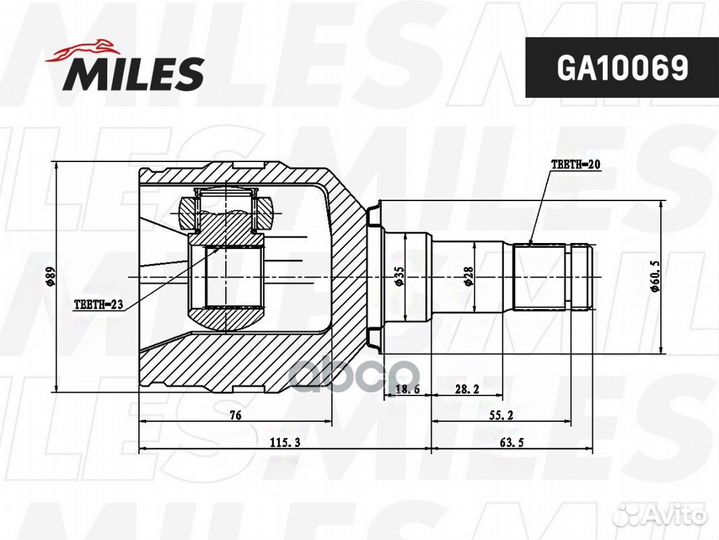 Шрус внутренний toyota avensis T250/auris E150