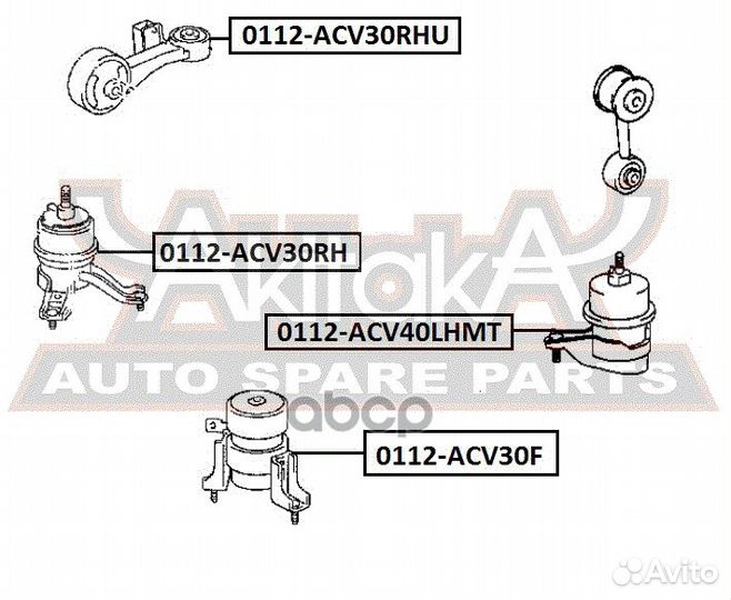 Подушка двигателя левая MT 0112-ACV40lhmt asva