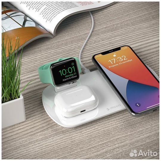 Беспроводное зарядное устройство Deppa 3в1 D-24010