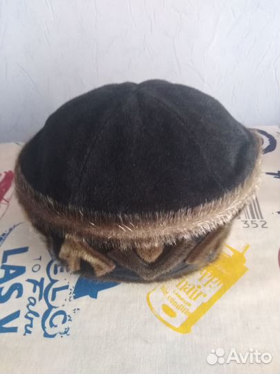 Шапка норка+замша женская