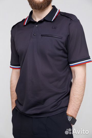 Футболка поло мвд Полиции с триколором нового обра