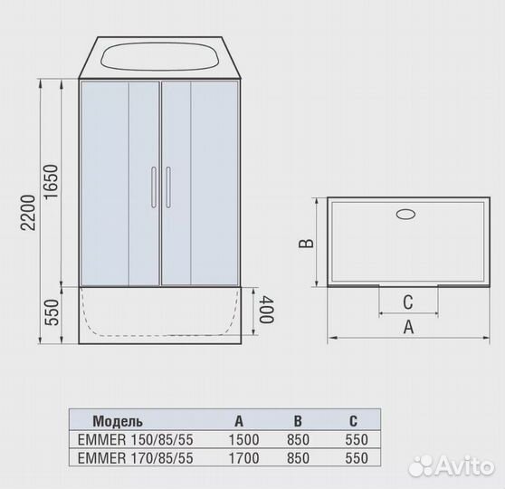 Душевая кабина Welt Wasser Emmer 170х85