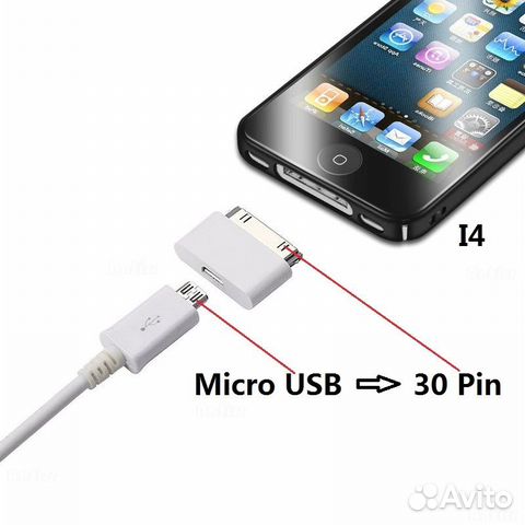 Адаптер-Переходник с microusb-30pin (iPad, iPhone)