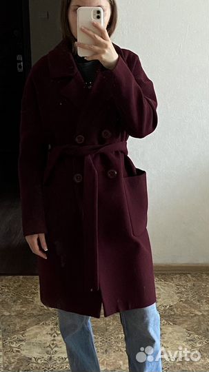 Пальто женское 40-44 шерстяное цвет бордовый