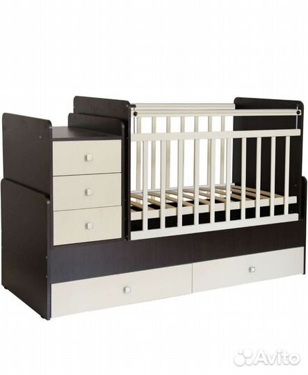 Детская кроватка трансформер с маятником и ящиком