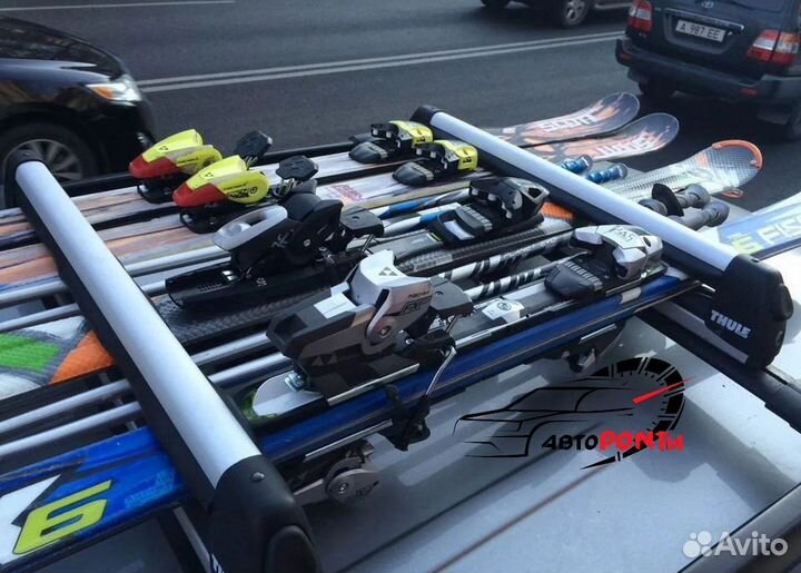 Багажник на крышу для лыж и сноубордов на замке