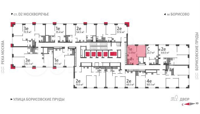 1-к. квартира, 32,9 м², 33/52 эт.