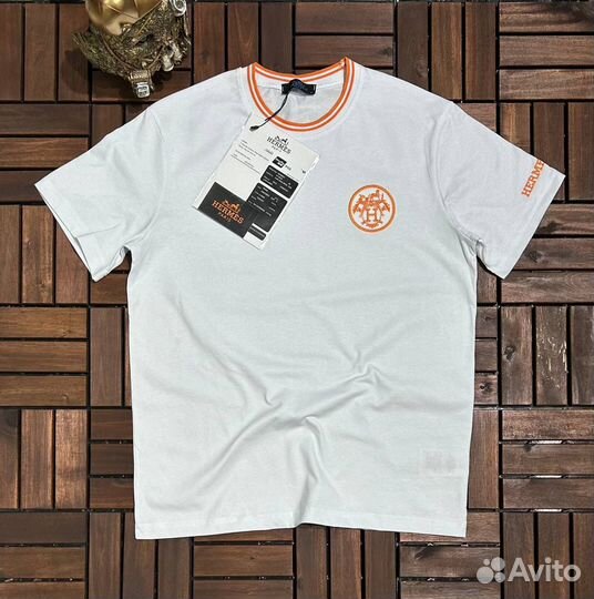 Футболка hermes муж черный и белый