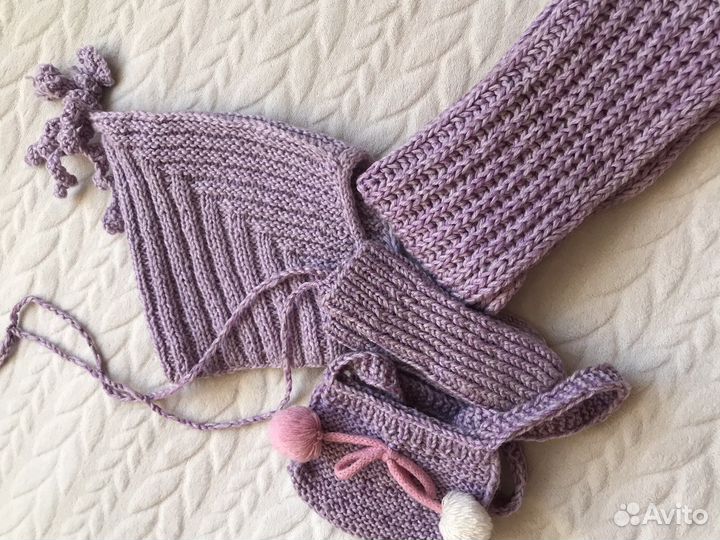 Шапка и снуд + варюшки + сумочка