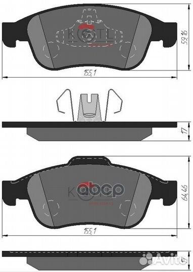 Колодки тормозные дисковые передние к-т dacia D