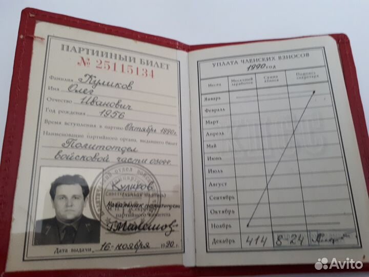 Партбилет кпсс военнослужащего