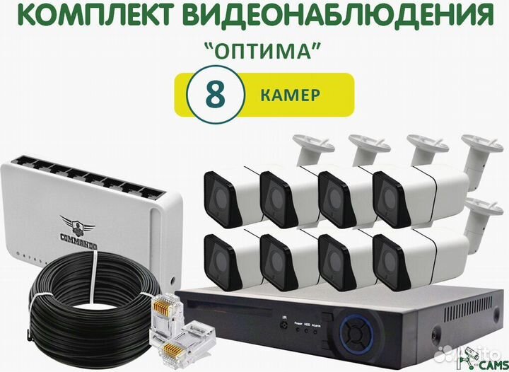 NEW Комплект видеонаблюдения Оптима 8 камер