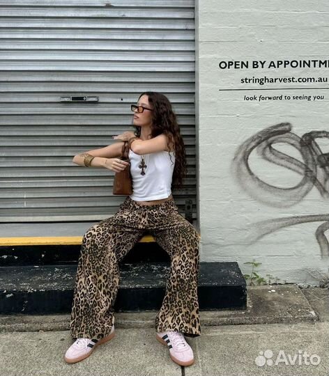 Брюки палаццо аннималистич принтом