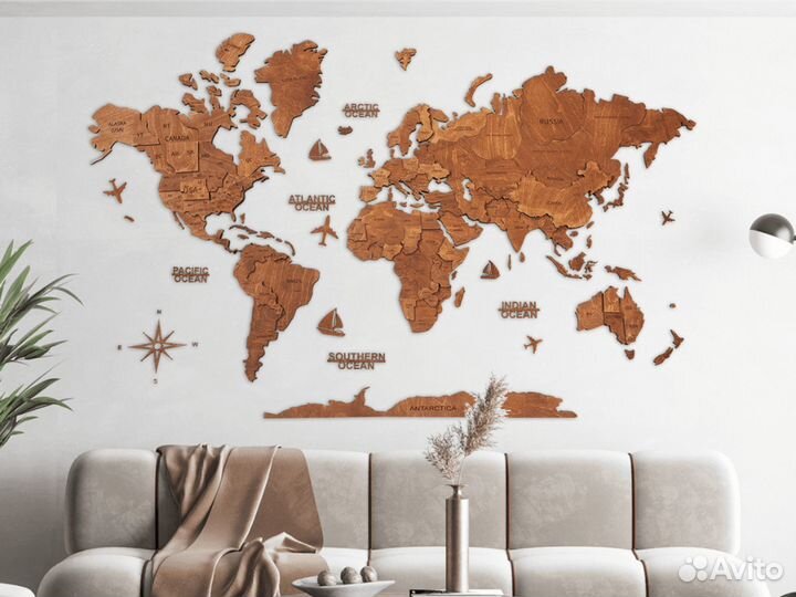 Деревянная карта мира с доставкой