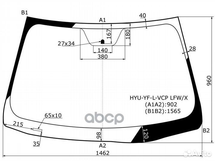 Стекло лобовое Hyundai Sonata 09-14 HYU-YF-L-VCP