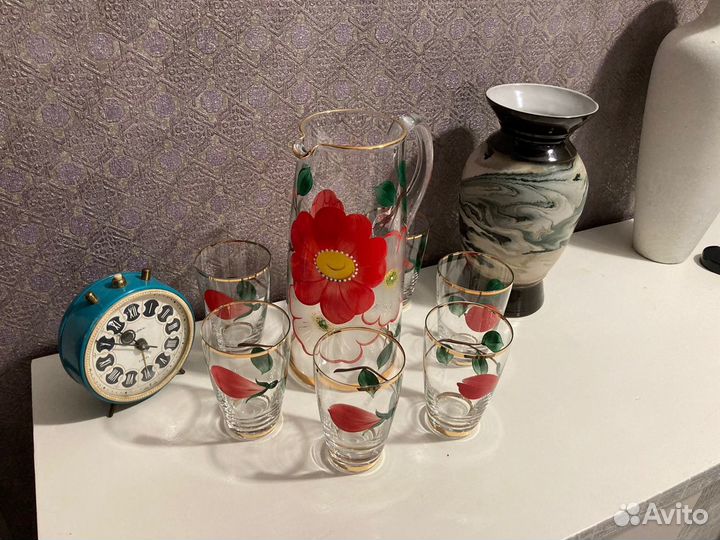 Кувшин и 6 стаканов Богемия(Чехословакия)