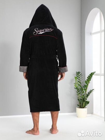 Мужской махровый халат с капюшоном Nusa 54-56 3XL