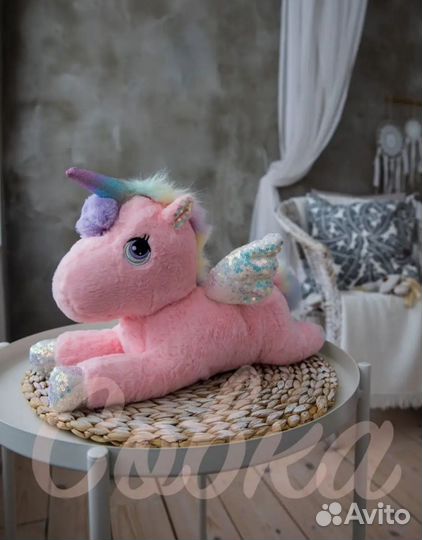 Мягкая игрушка единорог белый 36см