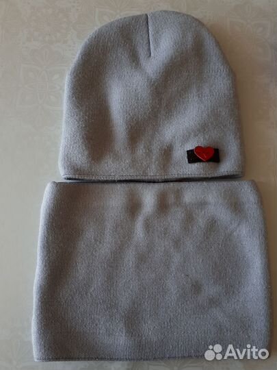 Комплект шапка и снуд для девочки б/у 7-9лет