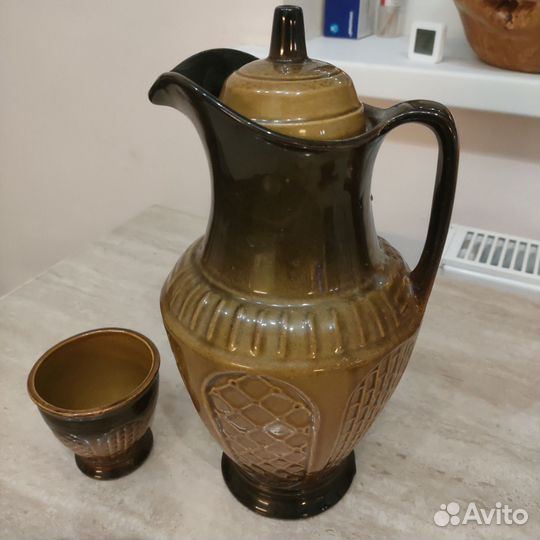 Глиняный кувшин с кружкой(СССР)