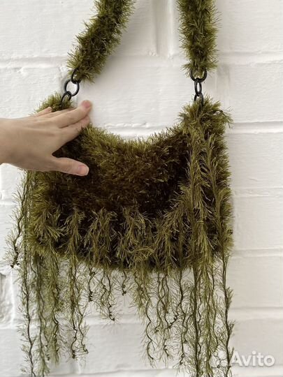 Сумка вязаная мох/травка/тина