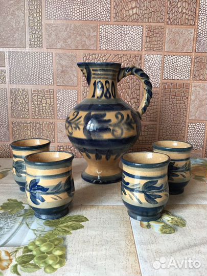 Кувшин и 4 стопки Гжель