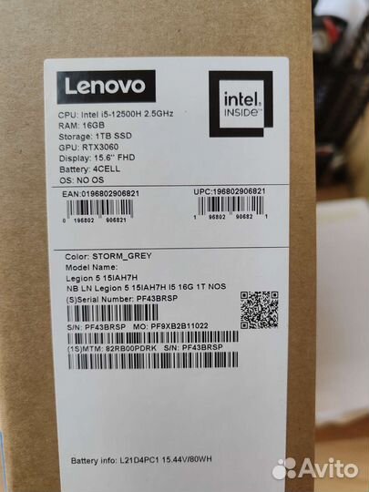 Lenovo Legion 5 2022(3060 на 140w)