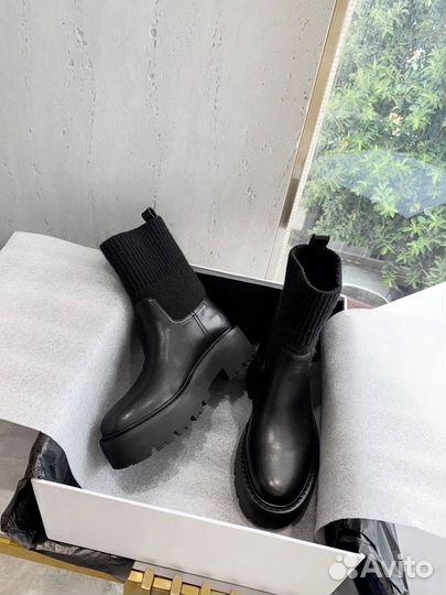 Ботинки женские натуральная кожа текстиль Celine