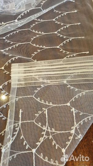 Тюль с вышивкой готовый на шт. ленте