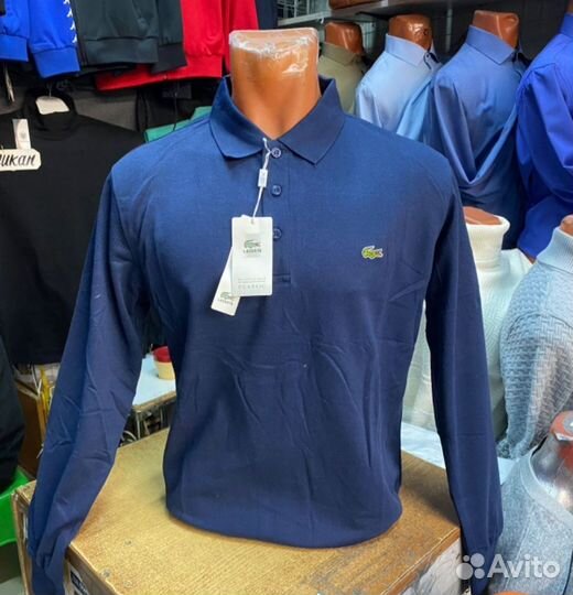 Поло lacoste длинный рукав.Размеры 48,50,52,54,56