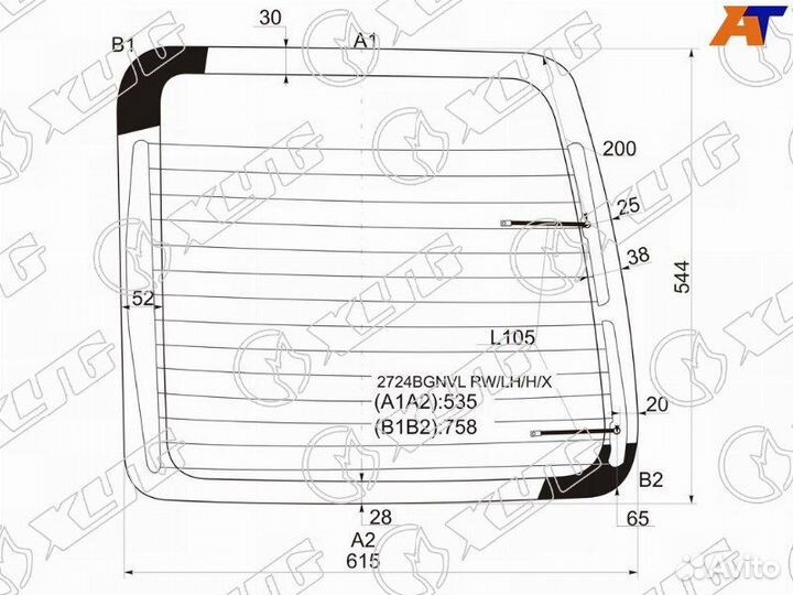 Стекло двери багажника левое