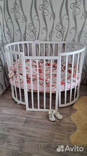 Детская кроватка трансформер круглая