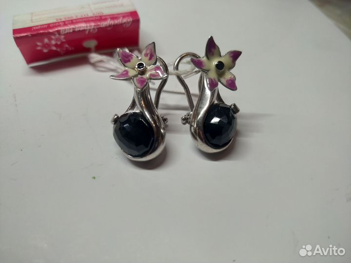 Серьги серебро с натуральными камнями