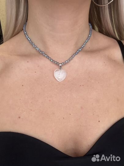 Чокер из хрусталя, гематита